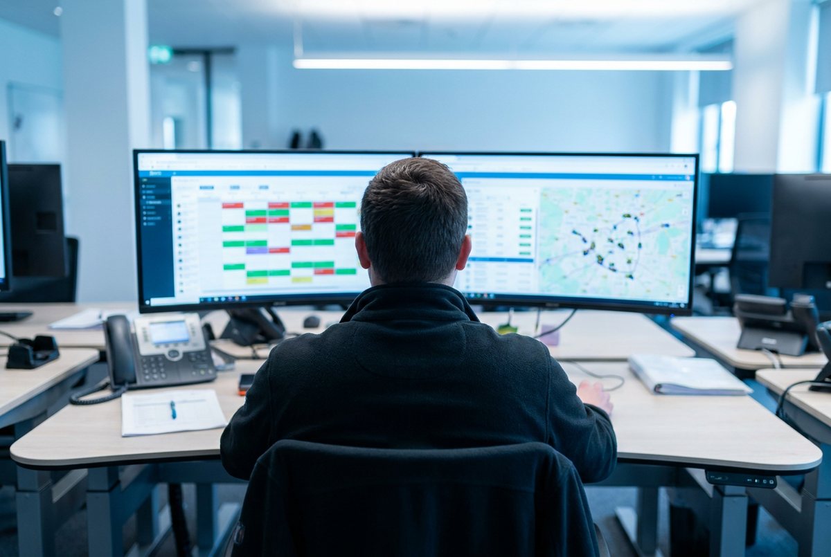 Dispatcher at a field-service scheduling board